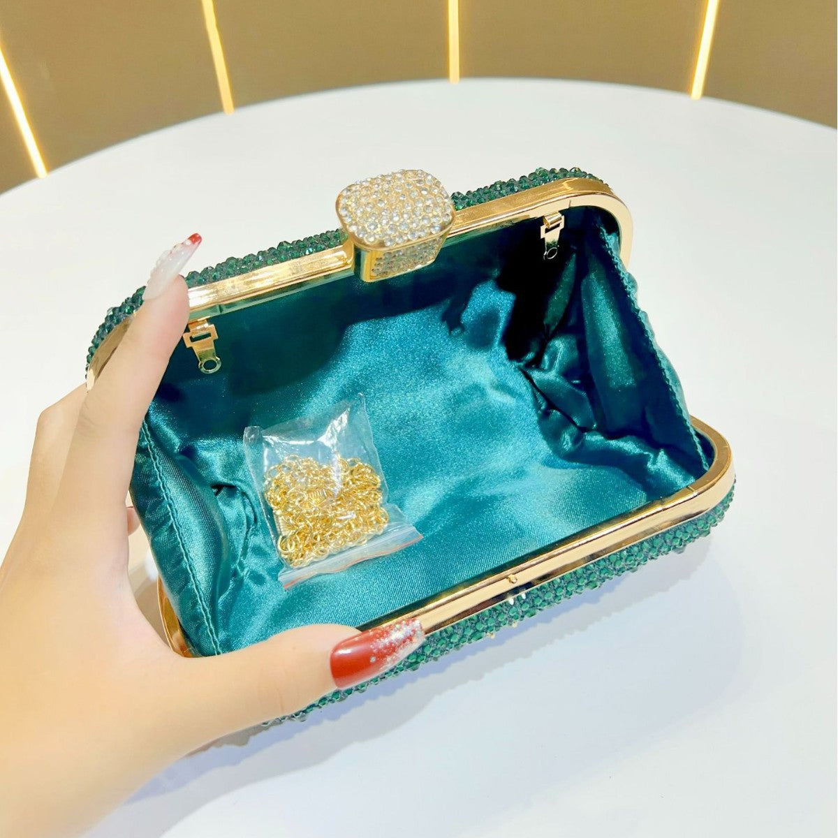 Decorative Gem-Studded Evening Clutch — product view 3