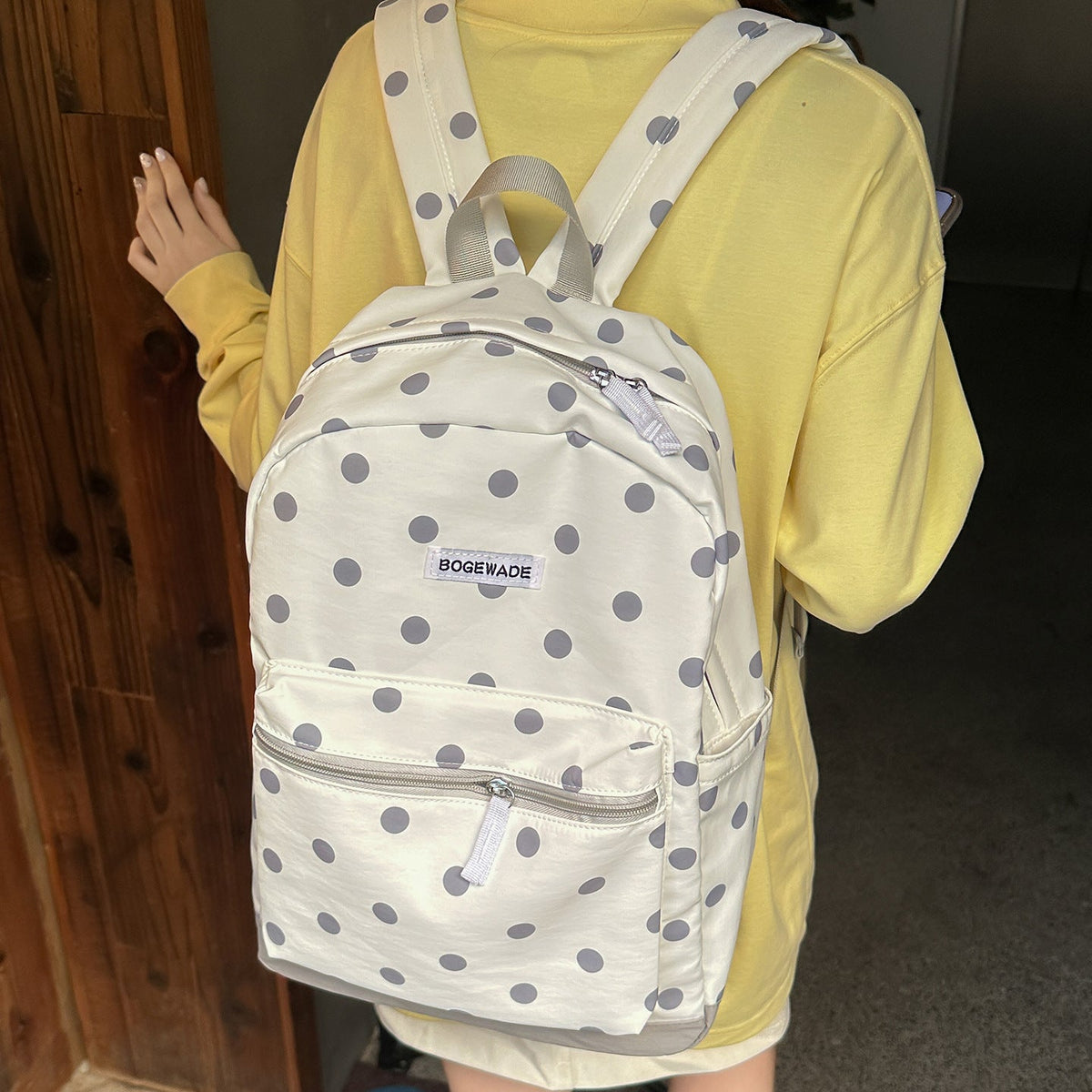 Casual Dot-Printed Backpack LoungeYard — product view 3