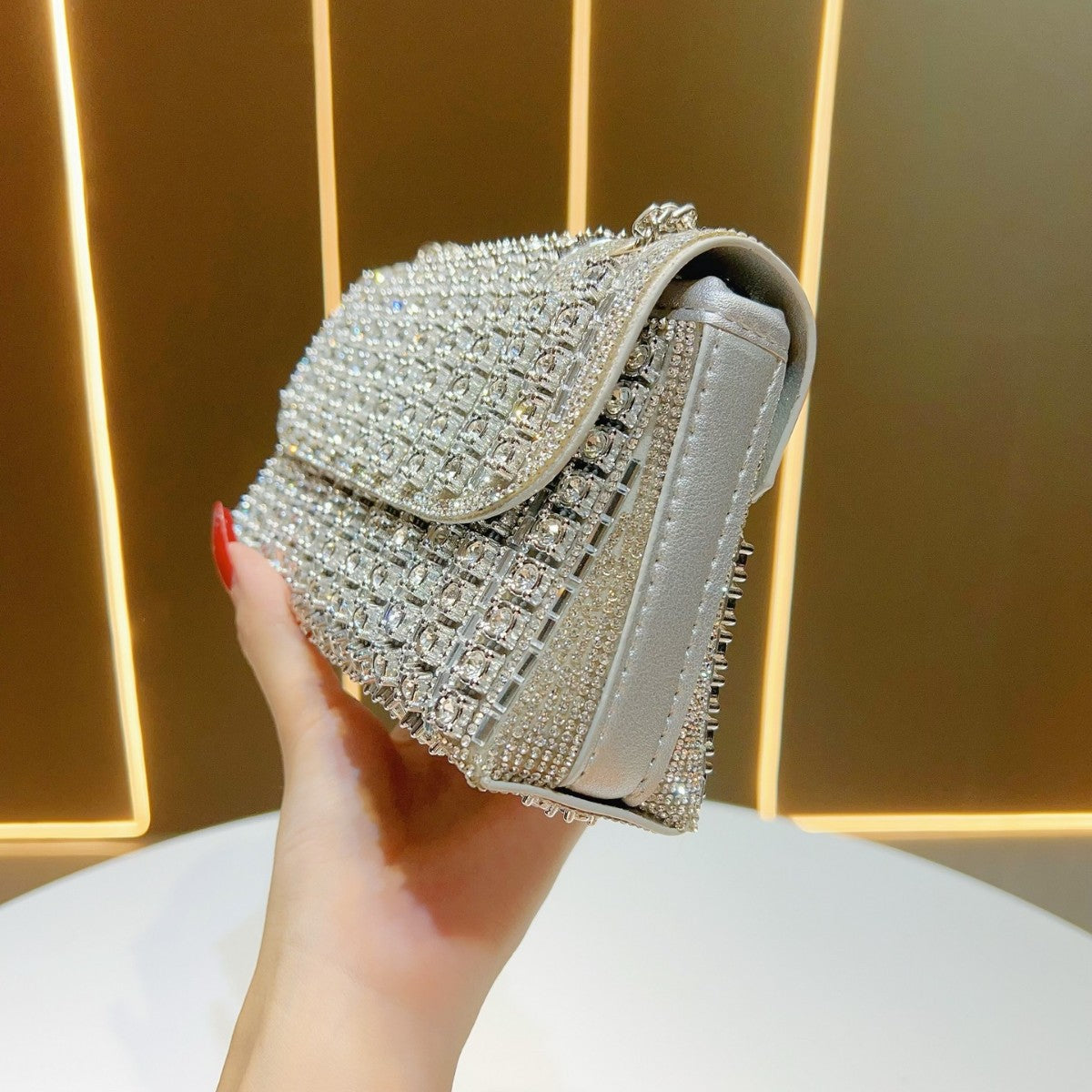 Rhinestone-Embellished Evening Shoulder Bag — product view 7