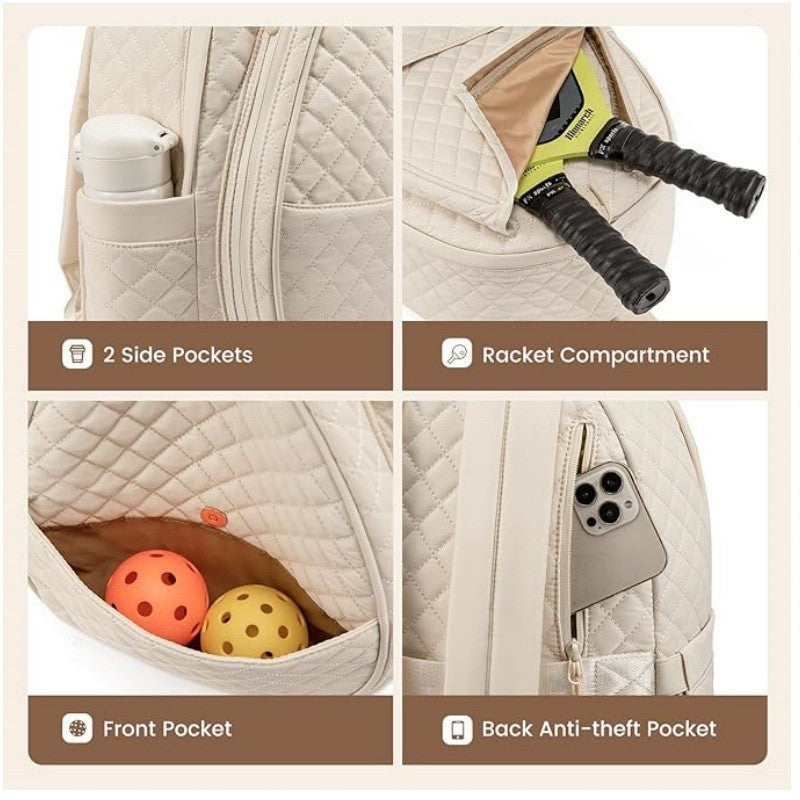 Quilted Tennis Racket Backpack LoungeYard 1789074113 — product view 5