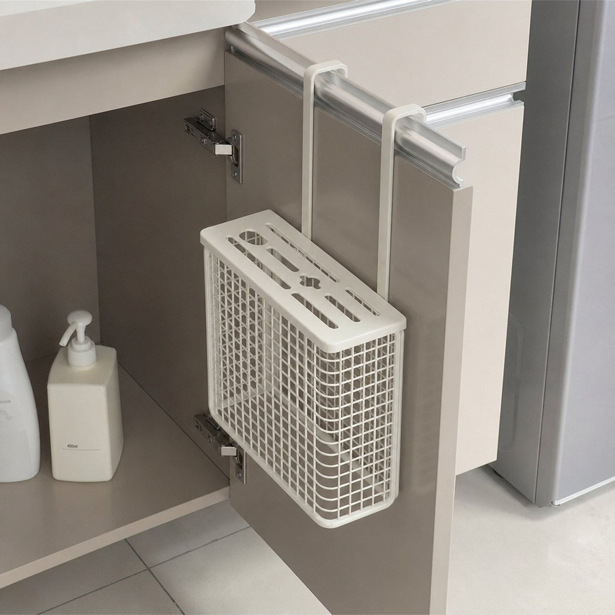 Over-Door Knife Block and Mesh Utensil Storage Organizer — product view 1