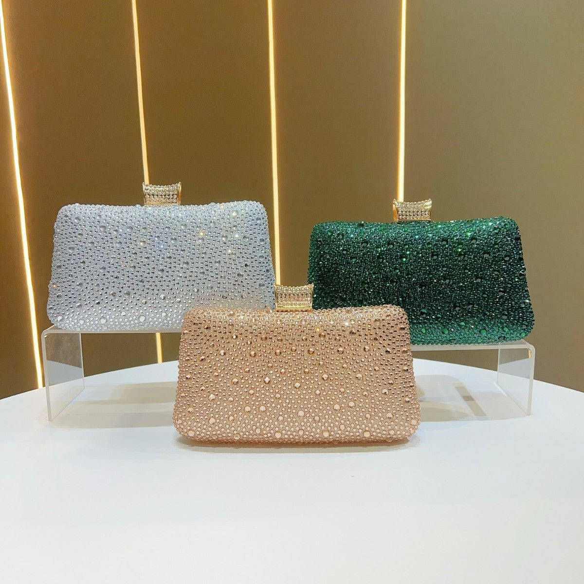 Glittering Crystal-Studded Evening Clutch — product view 4