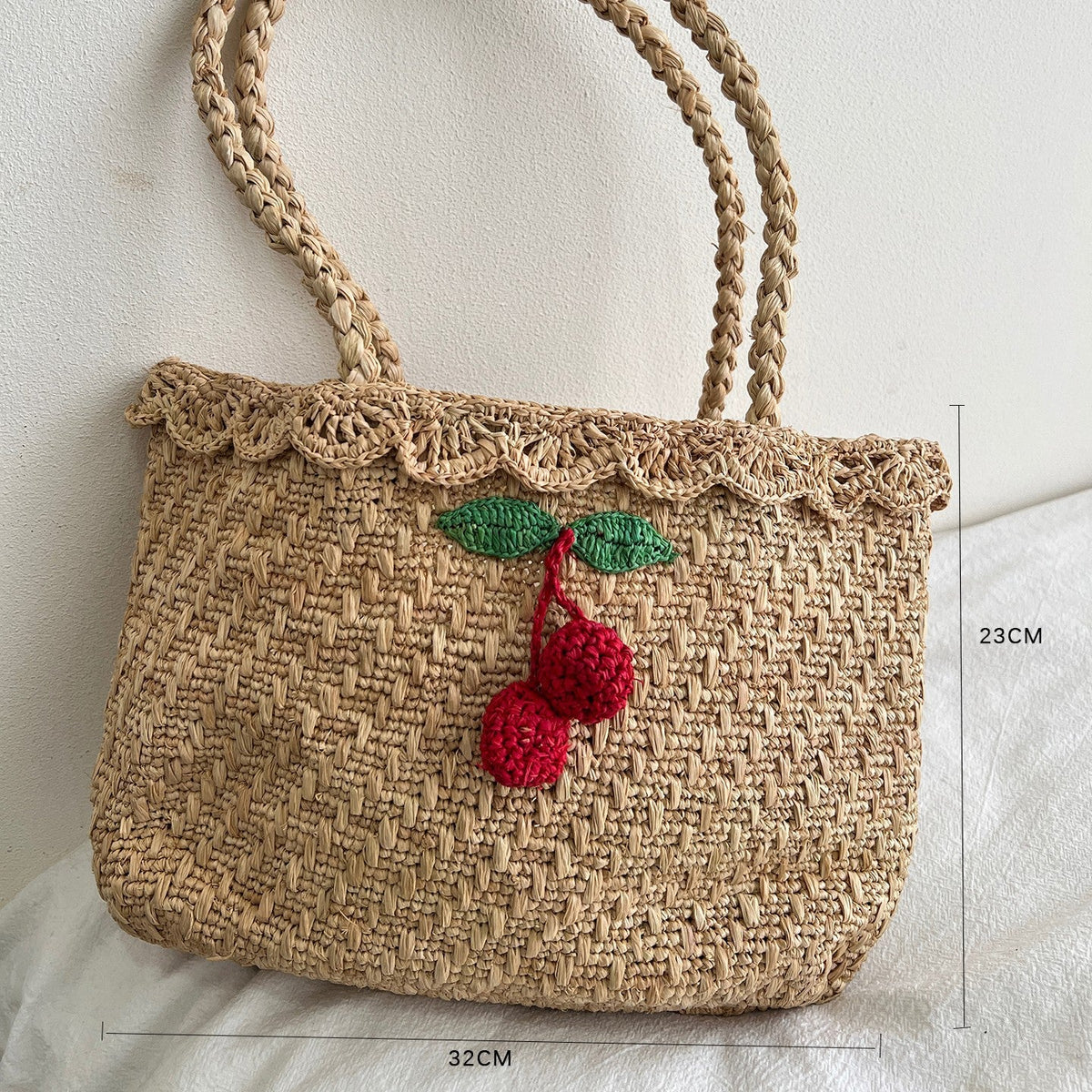 Handmade straw bag with colorful lemon design LoungeYard — product view 7