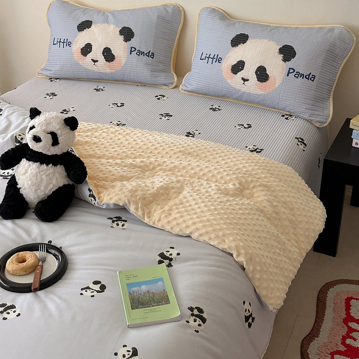 Children's bed set with quilted pillow set, mattress pad, and minky cuddle blanket — product view 5