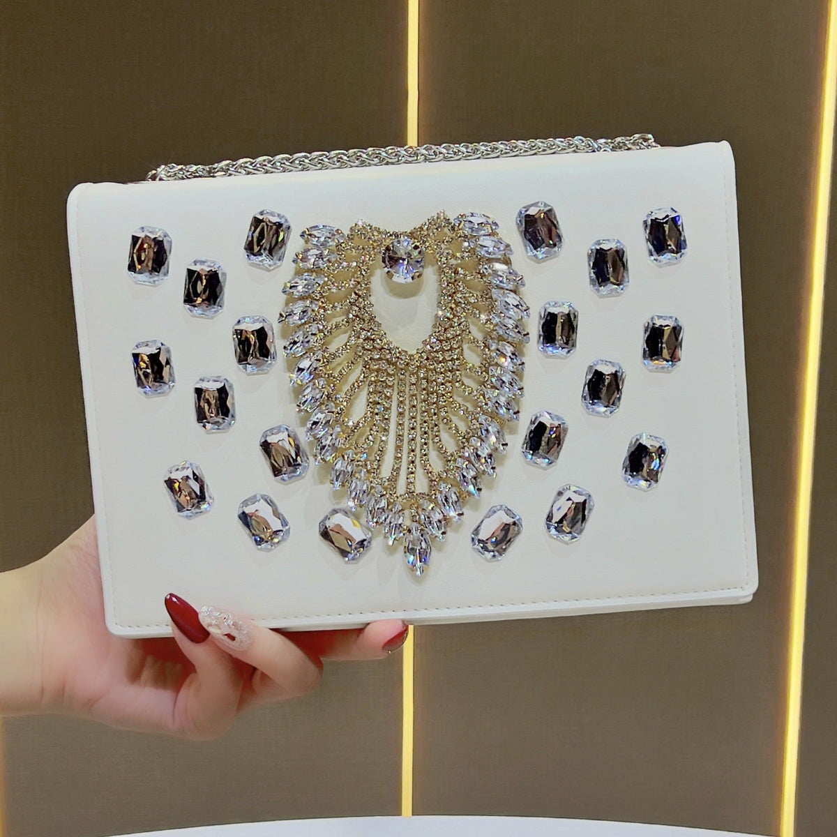 Decorative Crystal-Embellished Evening Clutch — product view 5
