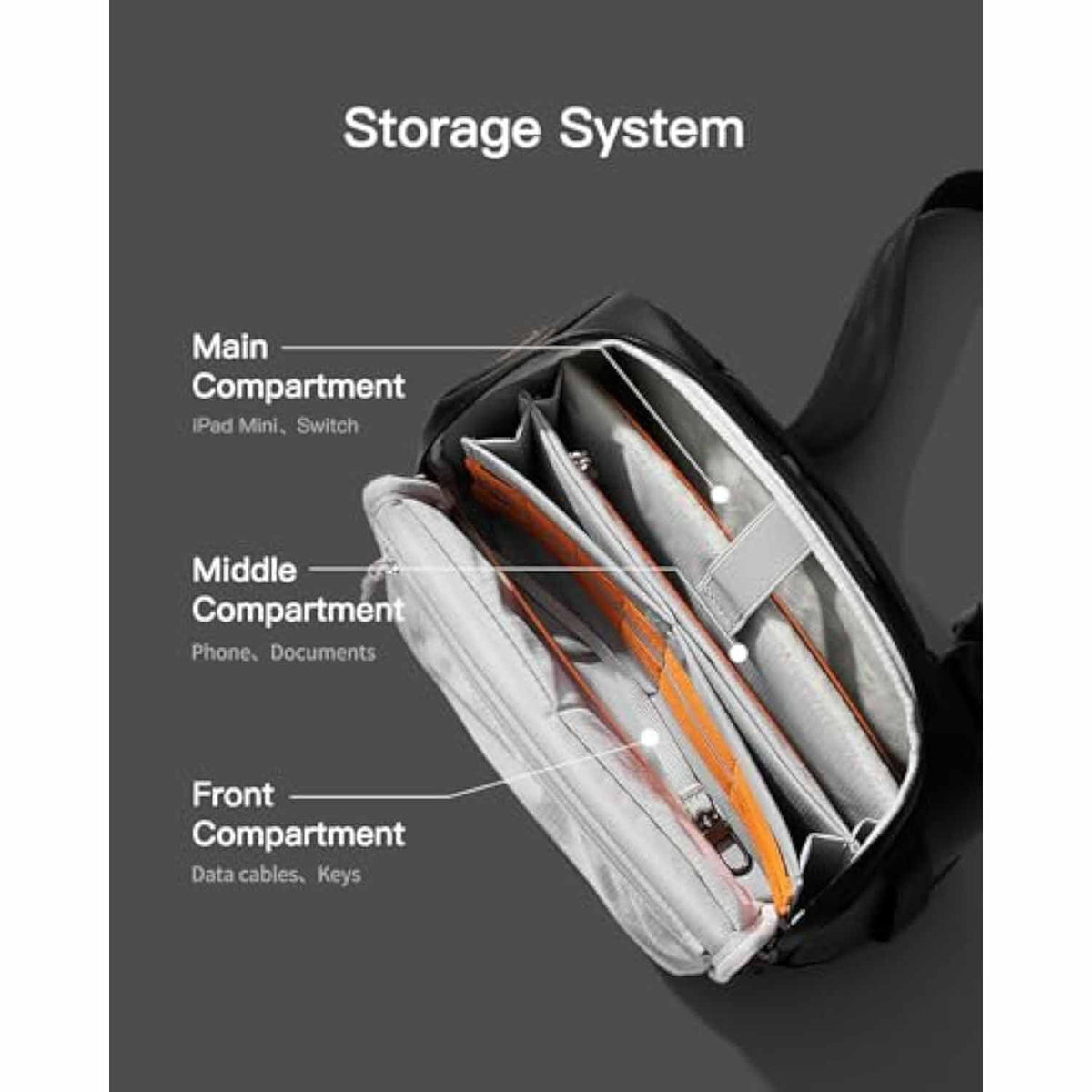 Multifunctional Messenger Bag with Adjustable Strap and Numerous Compartments LoungeYard — product view 3