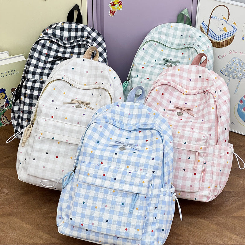 Playful Checked Pattern Backpack LoungeYard — product view 4