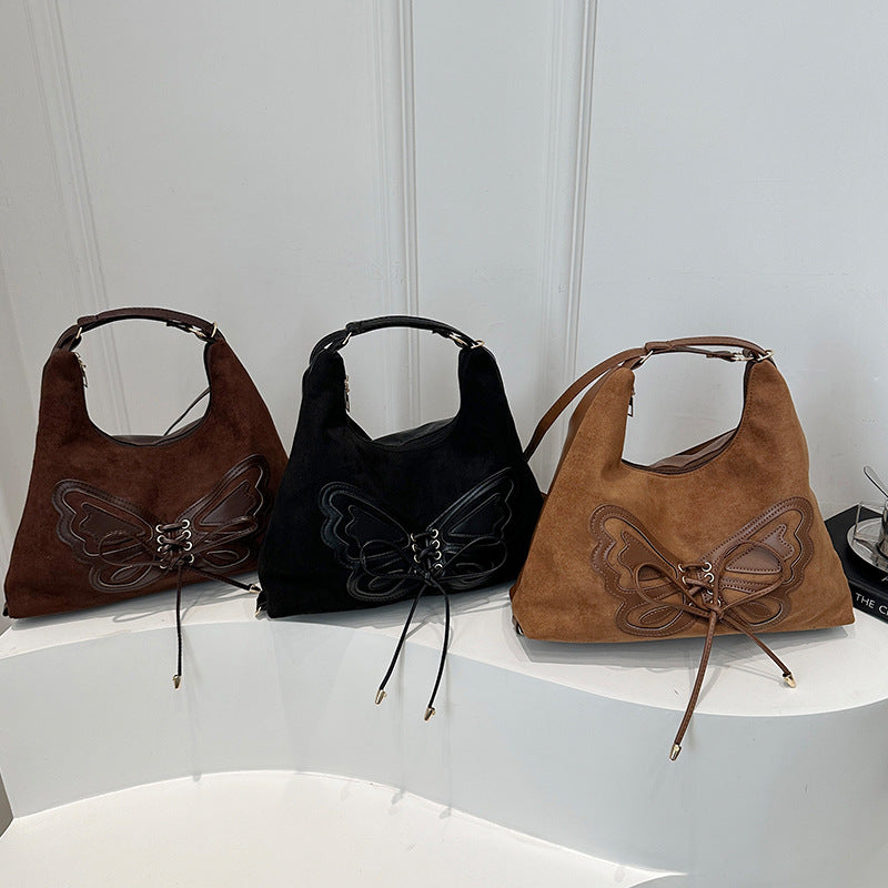Butterfly Embellished Suede Hobo Bag — product view 5