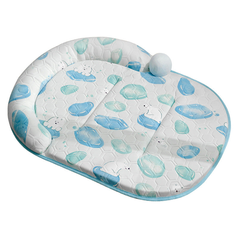 Unisex nan padded baby play mat with elevated headrest edge and non-slip bottom LoungeYard — product view 2