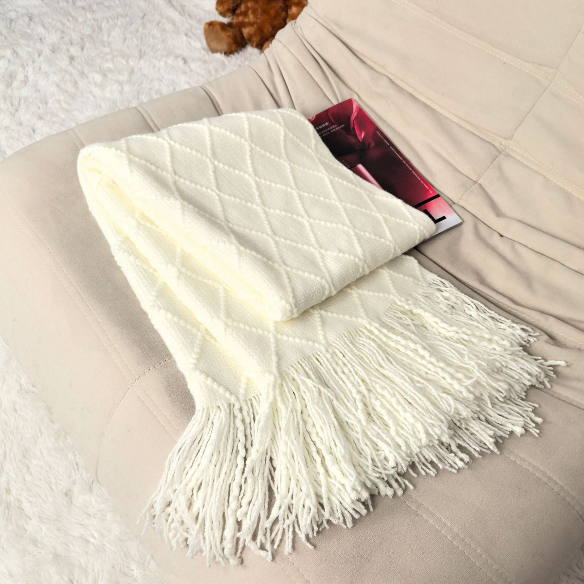 Textured Woven Throw Blanket LoungeYard — product view 6