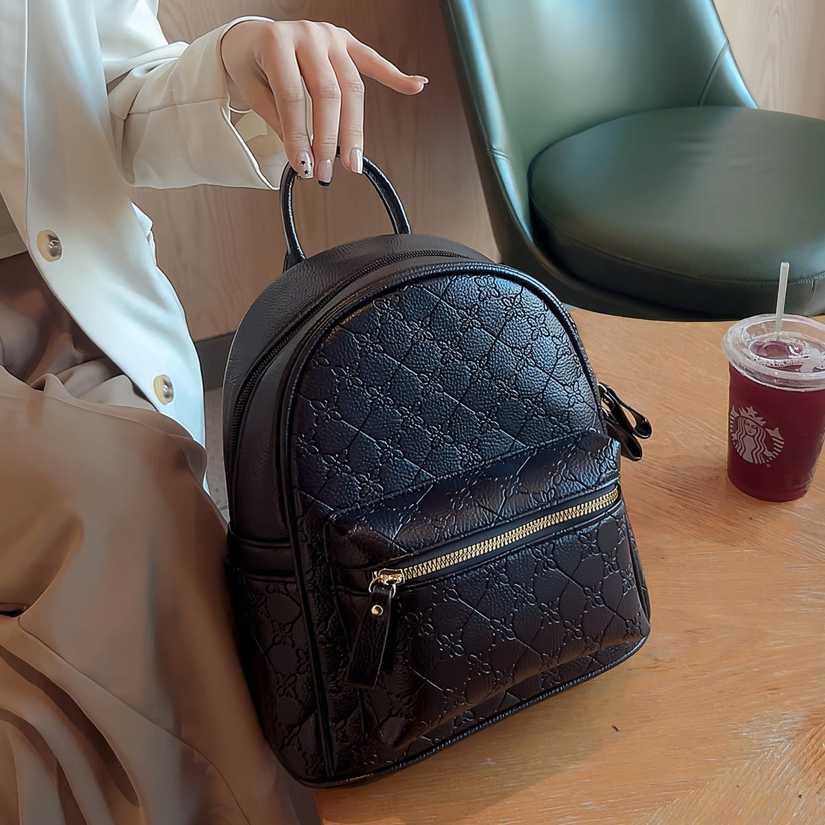 Floral Textured Mini Backpack LoungeYard — product view 3