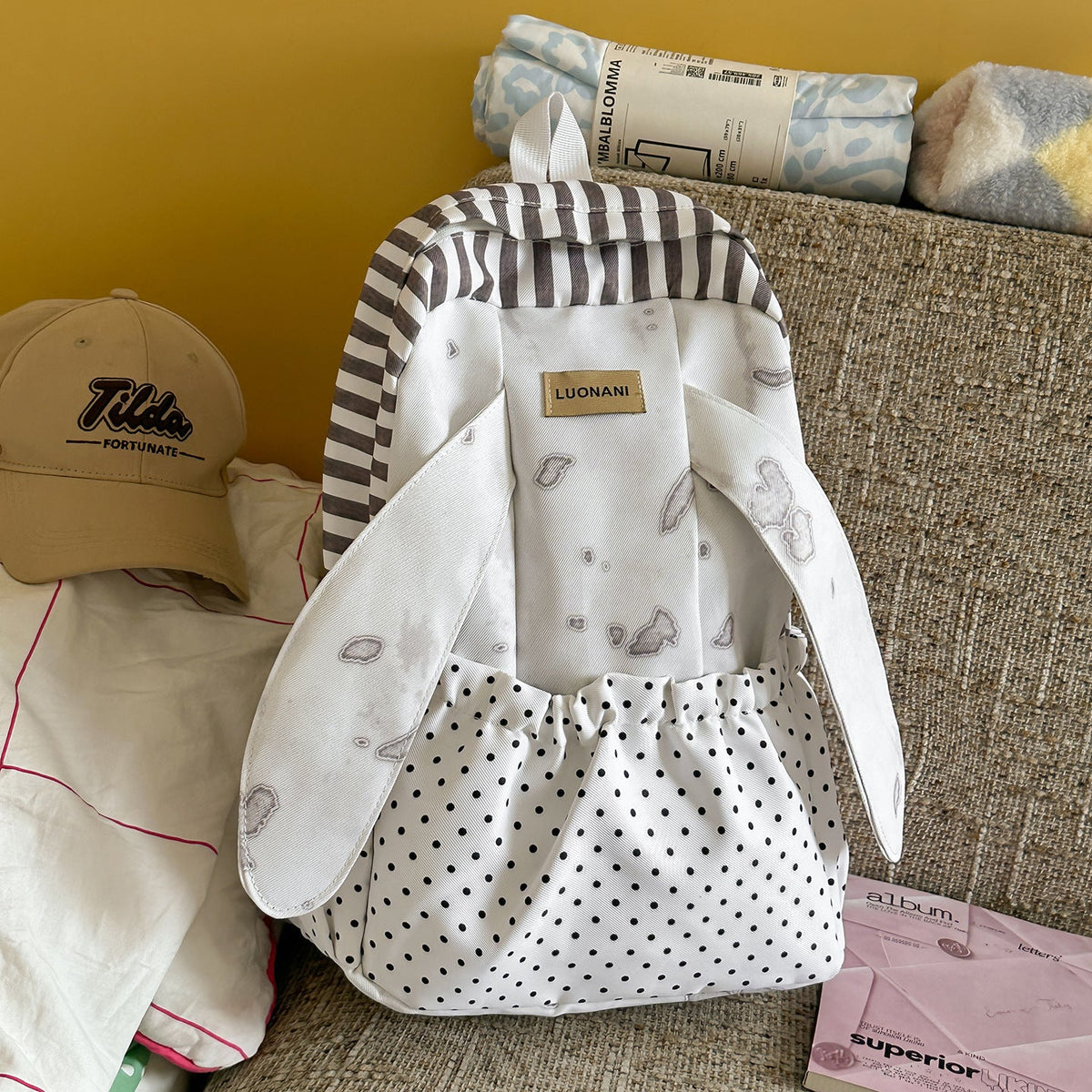 Playful Bunny-Ear Design Backpack LoungeYard — product view 6