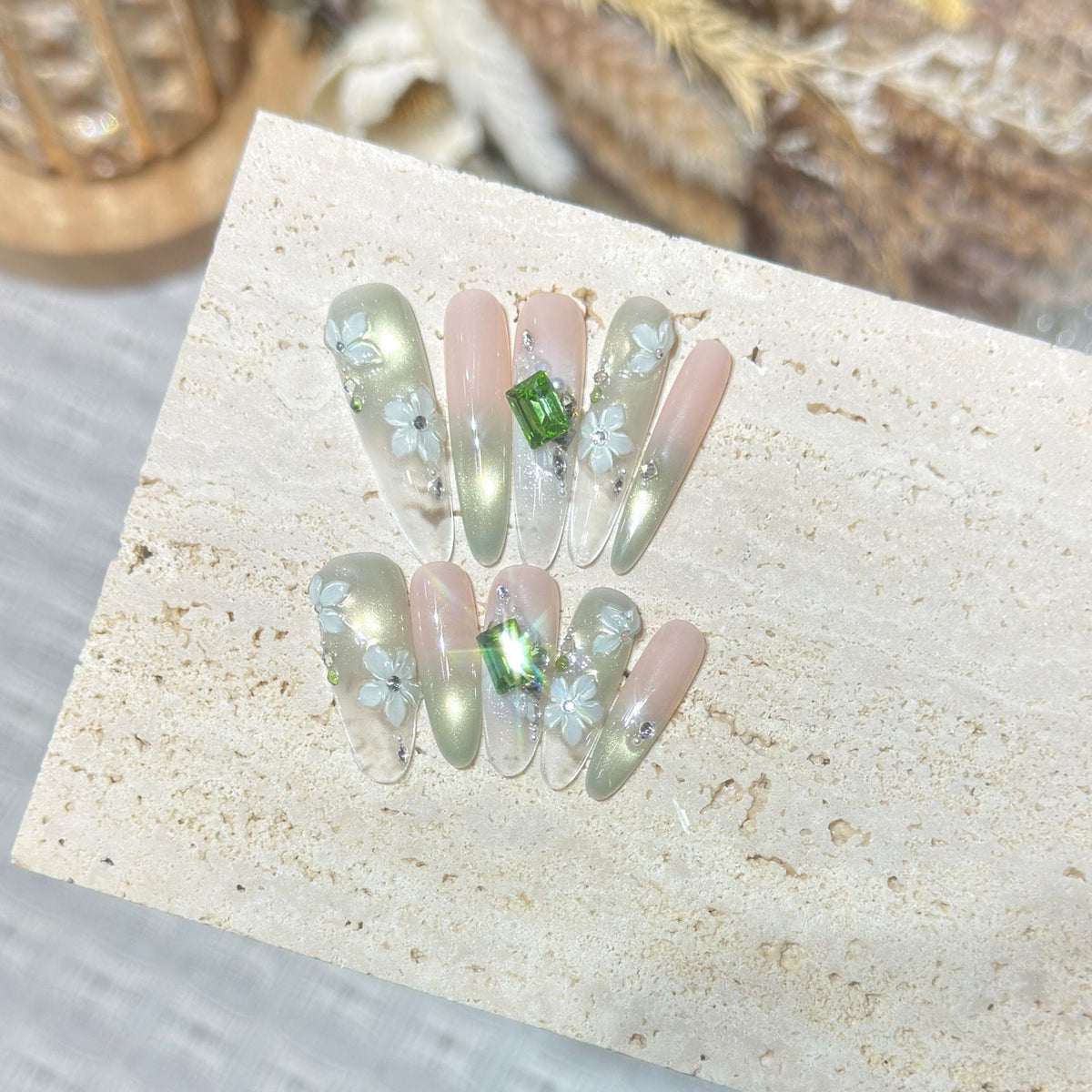 Floral Acrylic Press-On Nail Set — product view 1