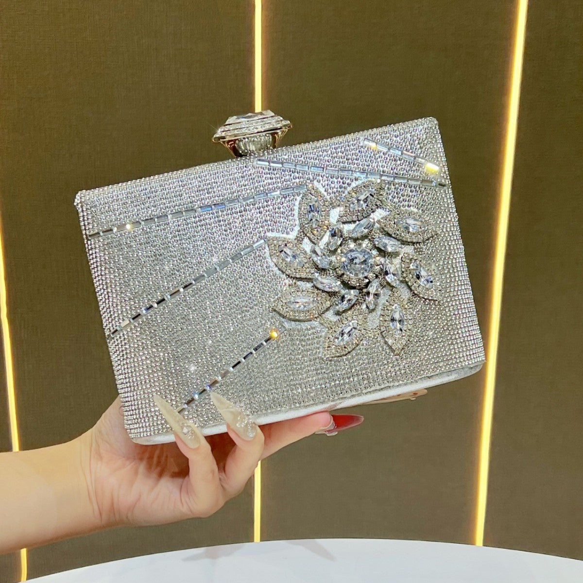 Ornate Rhinestone Evening Clutch — product view 1