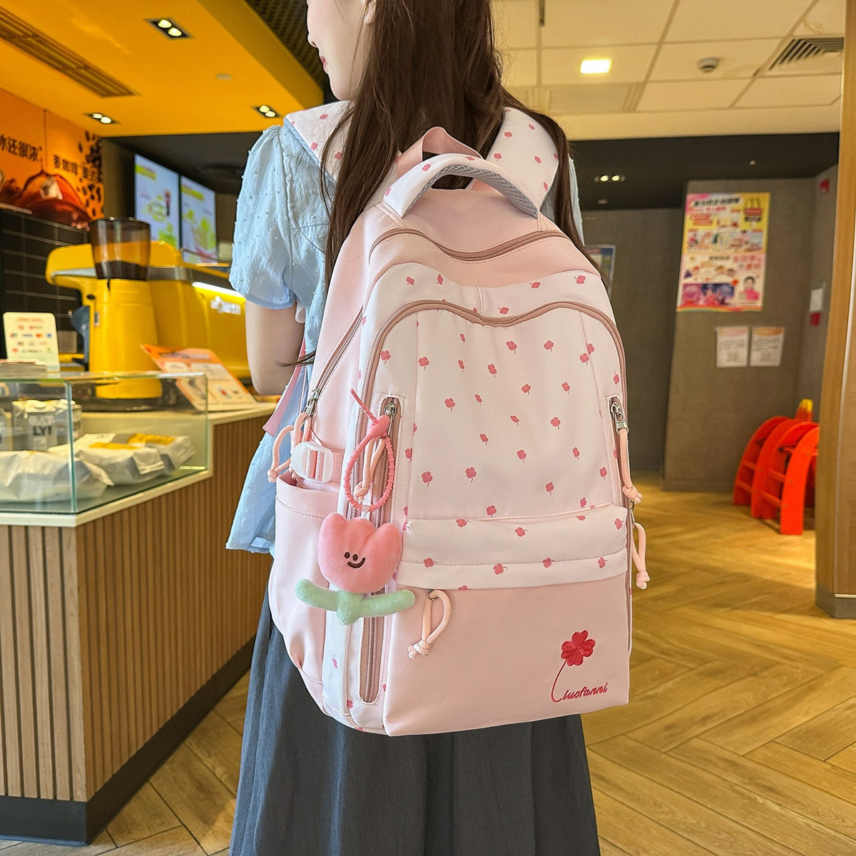 Playful Floral-Themed School Backpack LoungeYard — product view 3