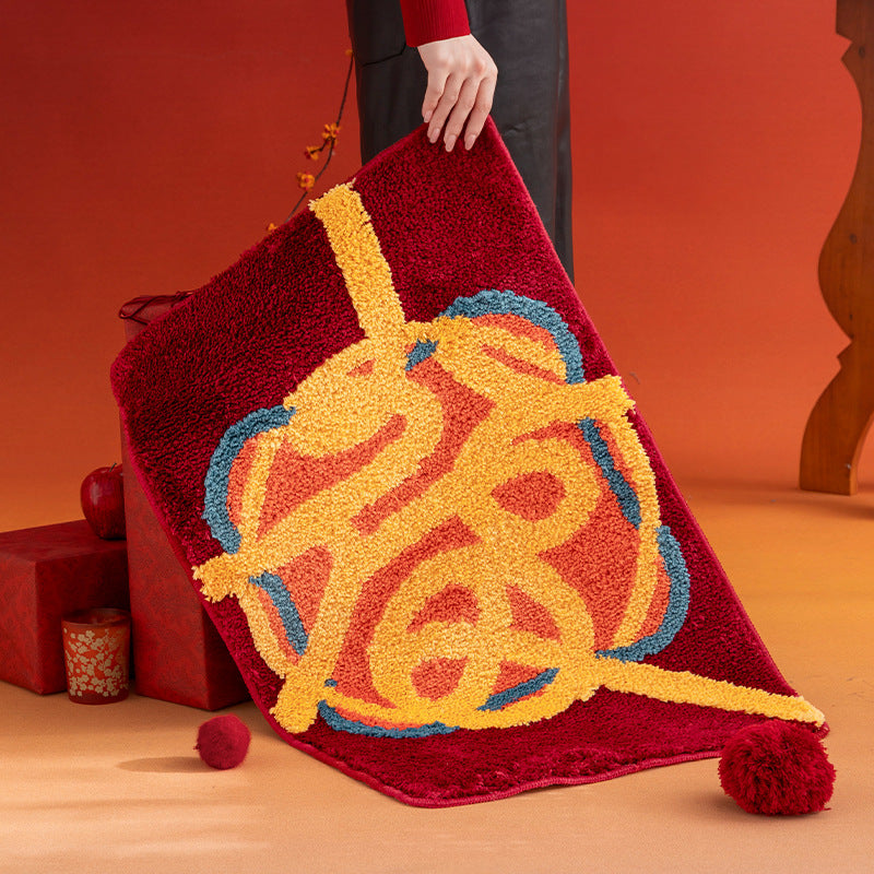 Tufted door and bath mat rug with abstract relief pattern LoungeYard — product view 3