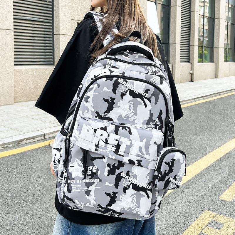 Durable Camouflage Print Backpack LoungeYard — product view 1