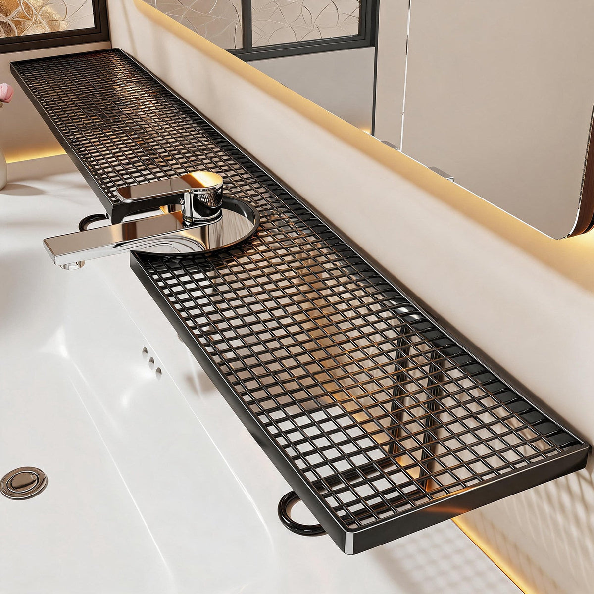 Over-Sink Grid Organizer Shelf with U-Frame Support — product view 1