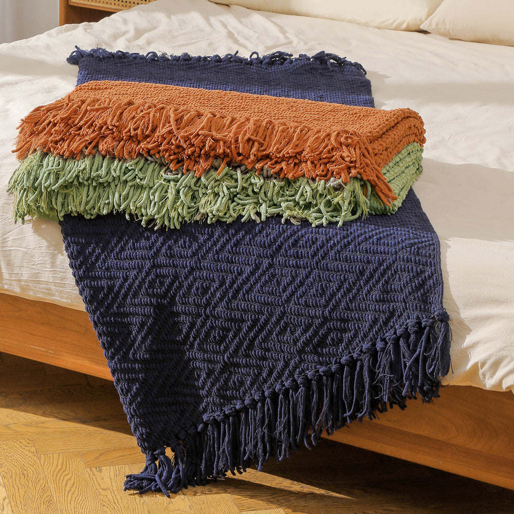 Handwoven Textured Throw Blanket LoungeYard — product view 4