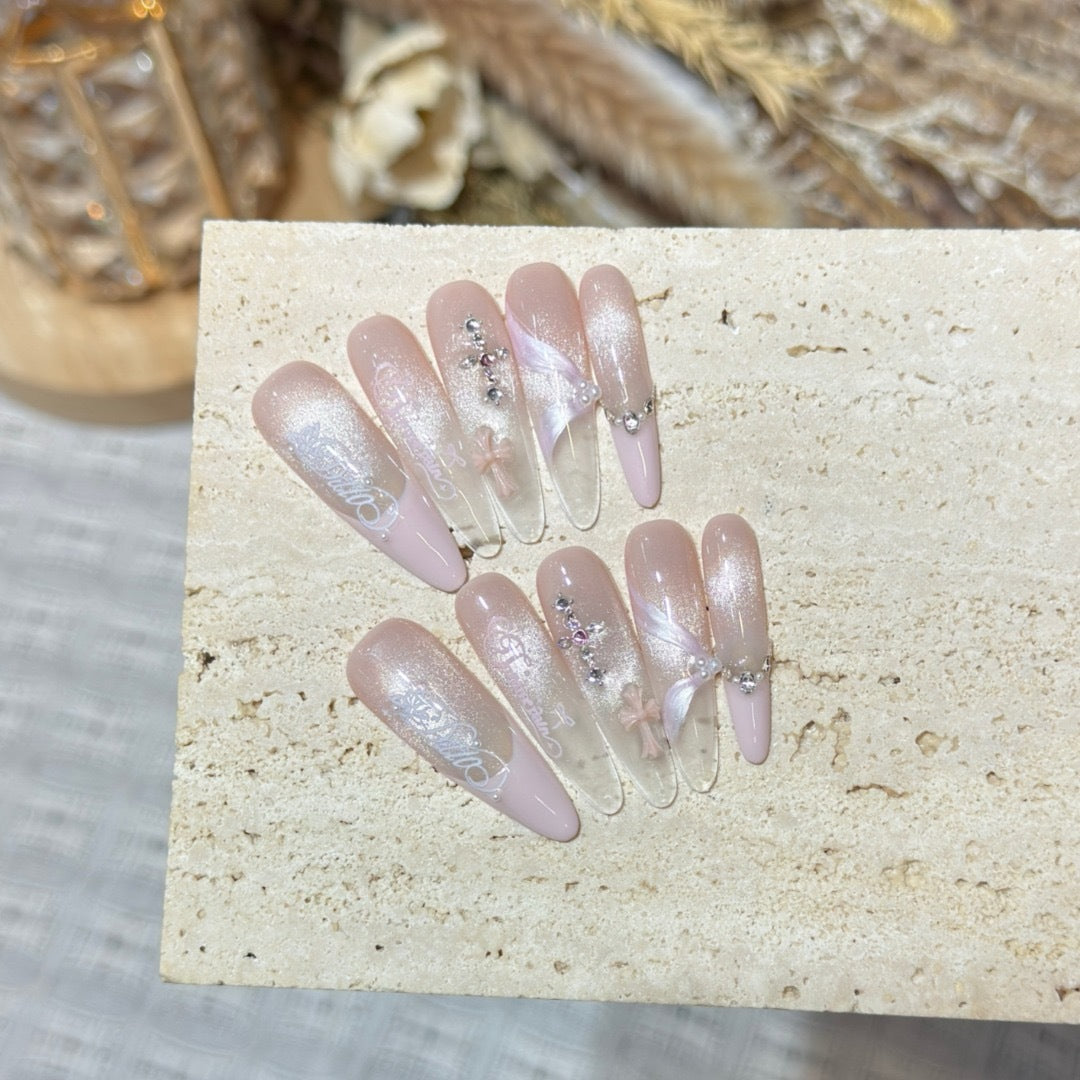 Elegant Long Stiletto Press-On Nail Design Set — product view 1