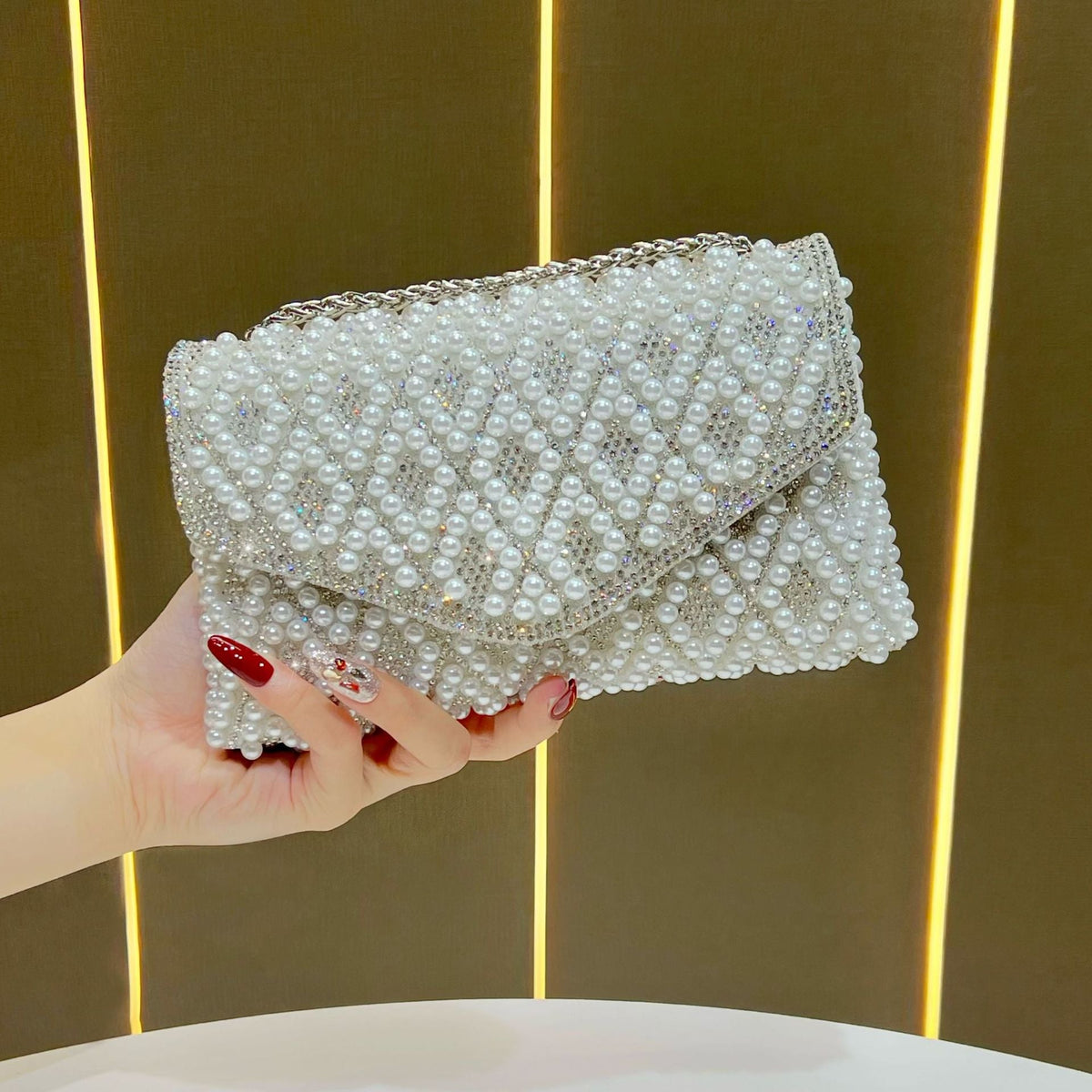 Elegant Pearl Beaded Clutch — product view 6