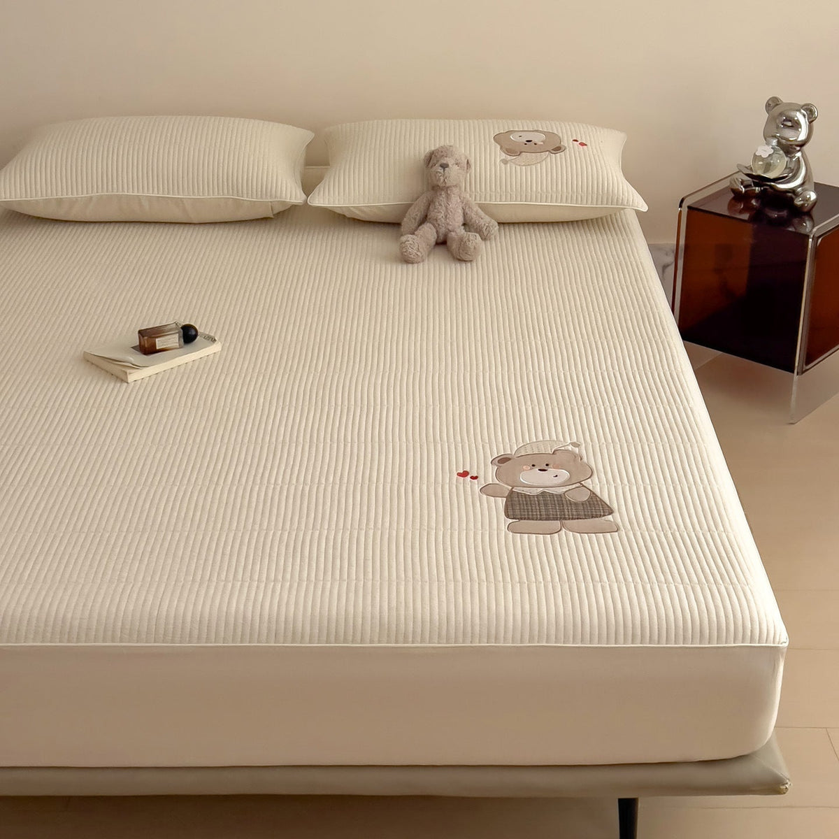 Quilted mattress topper with bunny applique and non-slip bottom — product view 7