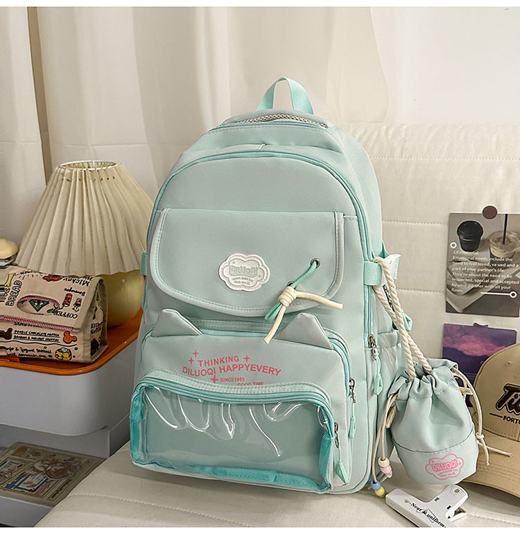 Cat-Designed Multi-Pocket School Backpack LoungeYard — product view 3