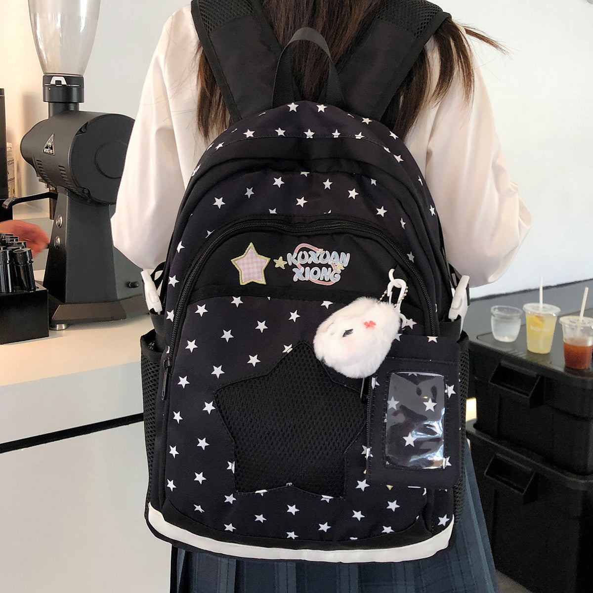 Cute Star-Print Backpack LoungeYard — product view 3