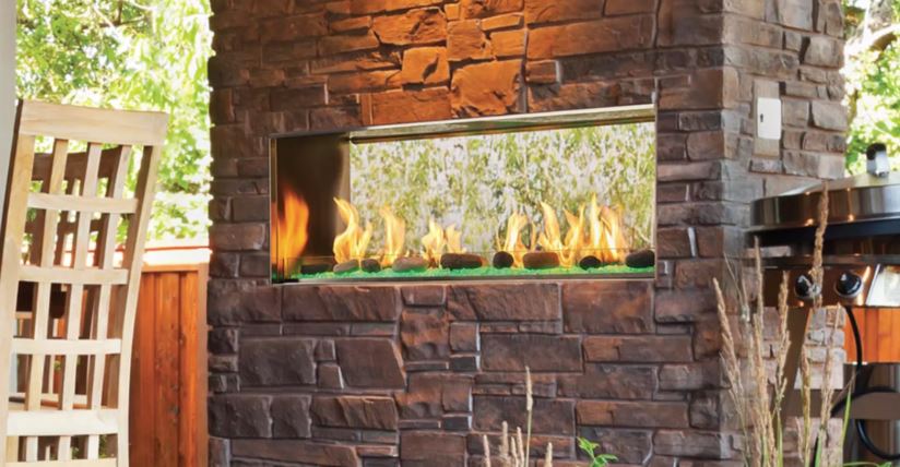 Majestic - 48&quot; Lanai Outdoor Linear See-Thru Fireplace -  Natural Gas - W/ Intellifire Plus Ignition - ODLANAIGST-48
