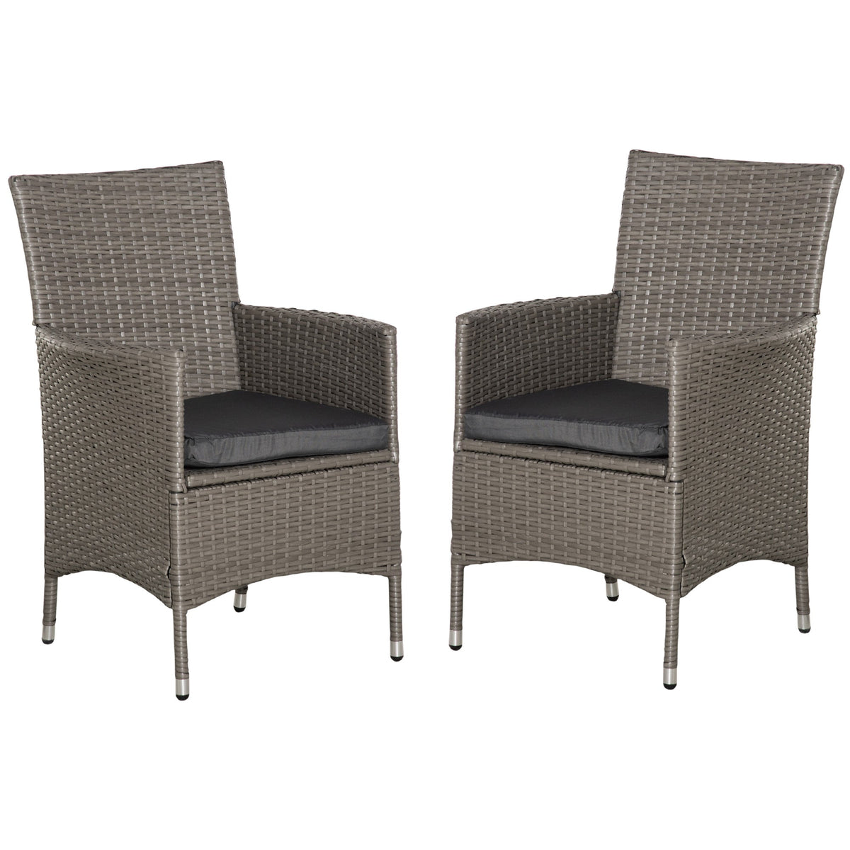 2 Piece PE Rattan Dining Chair Set with Cushions & High Back, Grey — product view 2