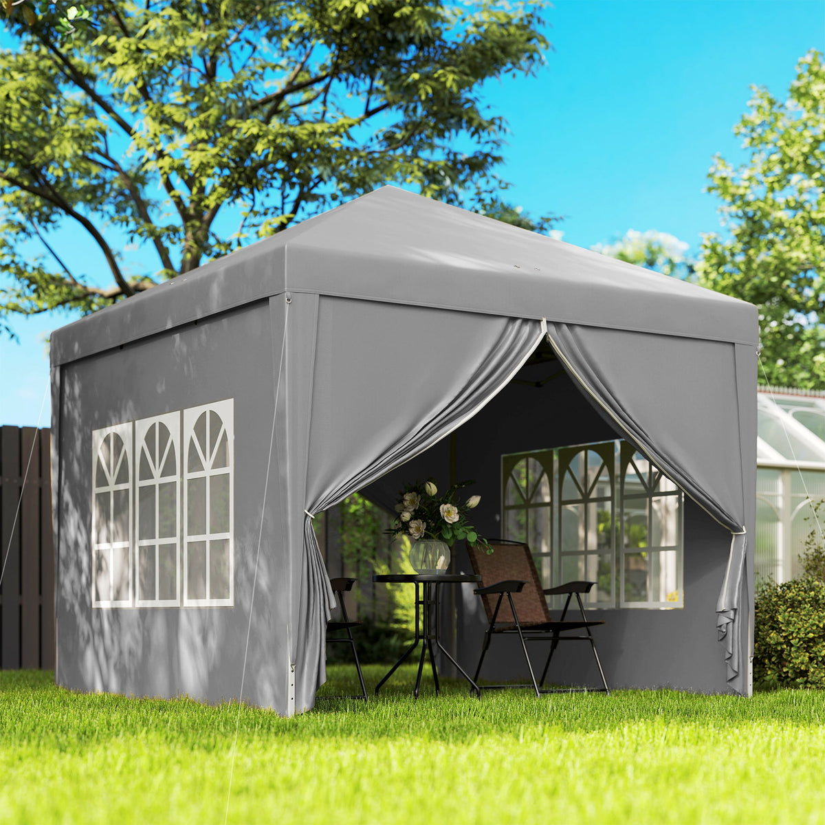 10' x 10' Outdoor Pop-Up Party Tent with Carry Bag, Light Grey — product view 3
