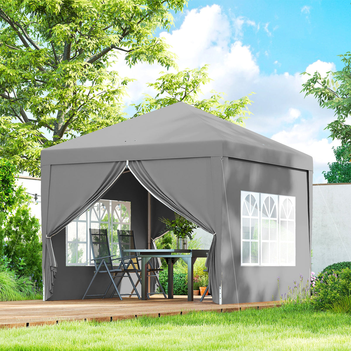 10' x 10' Outdoor Pop-Up Party Tent with Carry Bag, Light Grey — product view 4