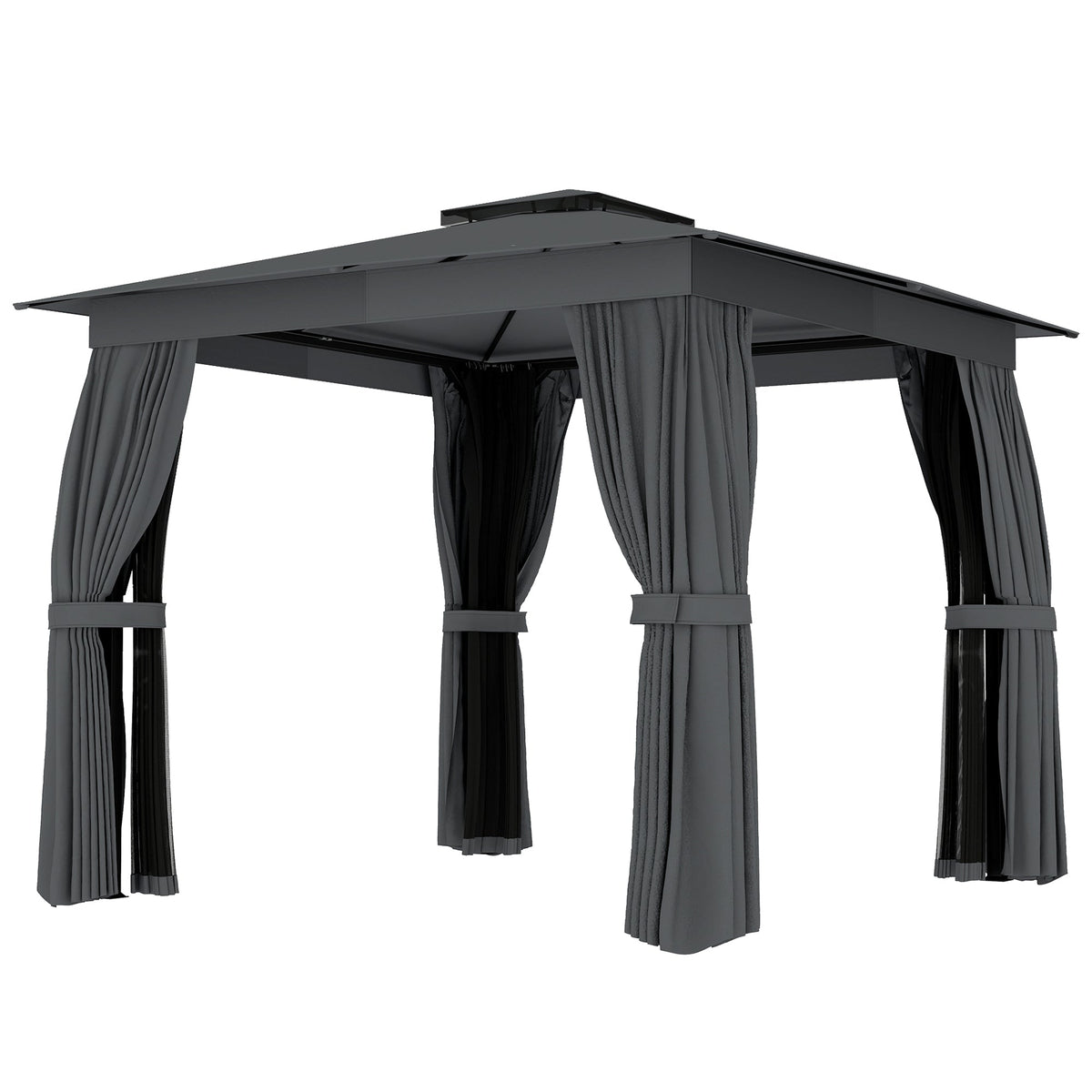 10' x 10' Soft Top Gazebo Canopy Shelter with Double Roof, UPF30+ Protection for Lawn, Backyard, Deck, Dark Gray — product view 2
