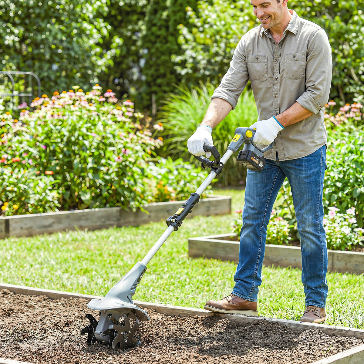 18V Cordless Tiller with 2 Batteries and Charger — product view 3