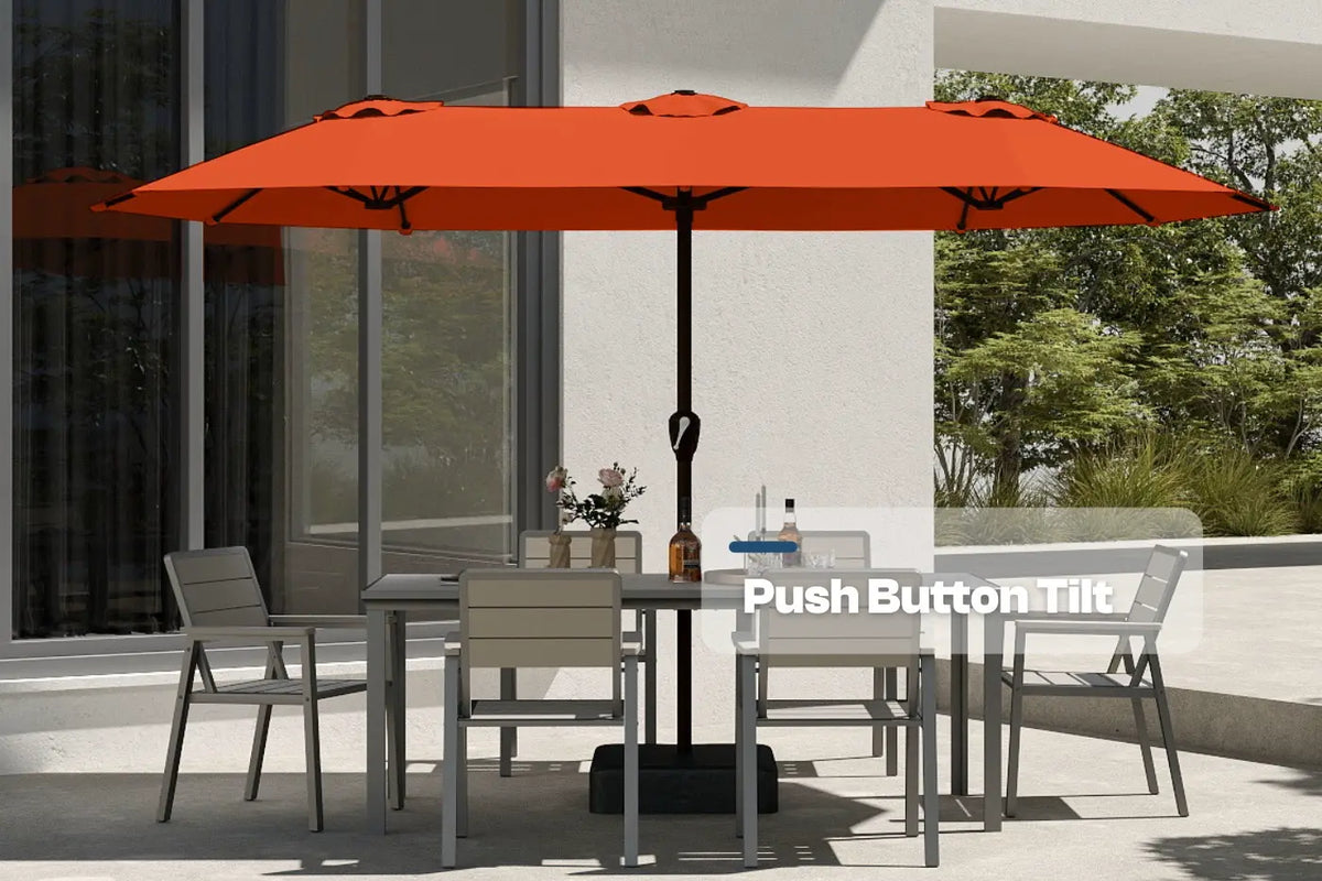 Double‑Sided Patio Umbrella with Base — product view 2