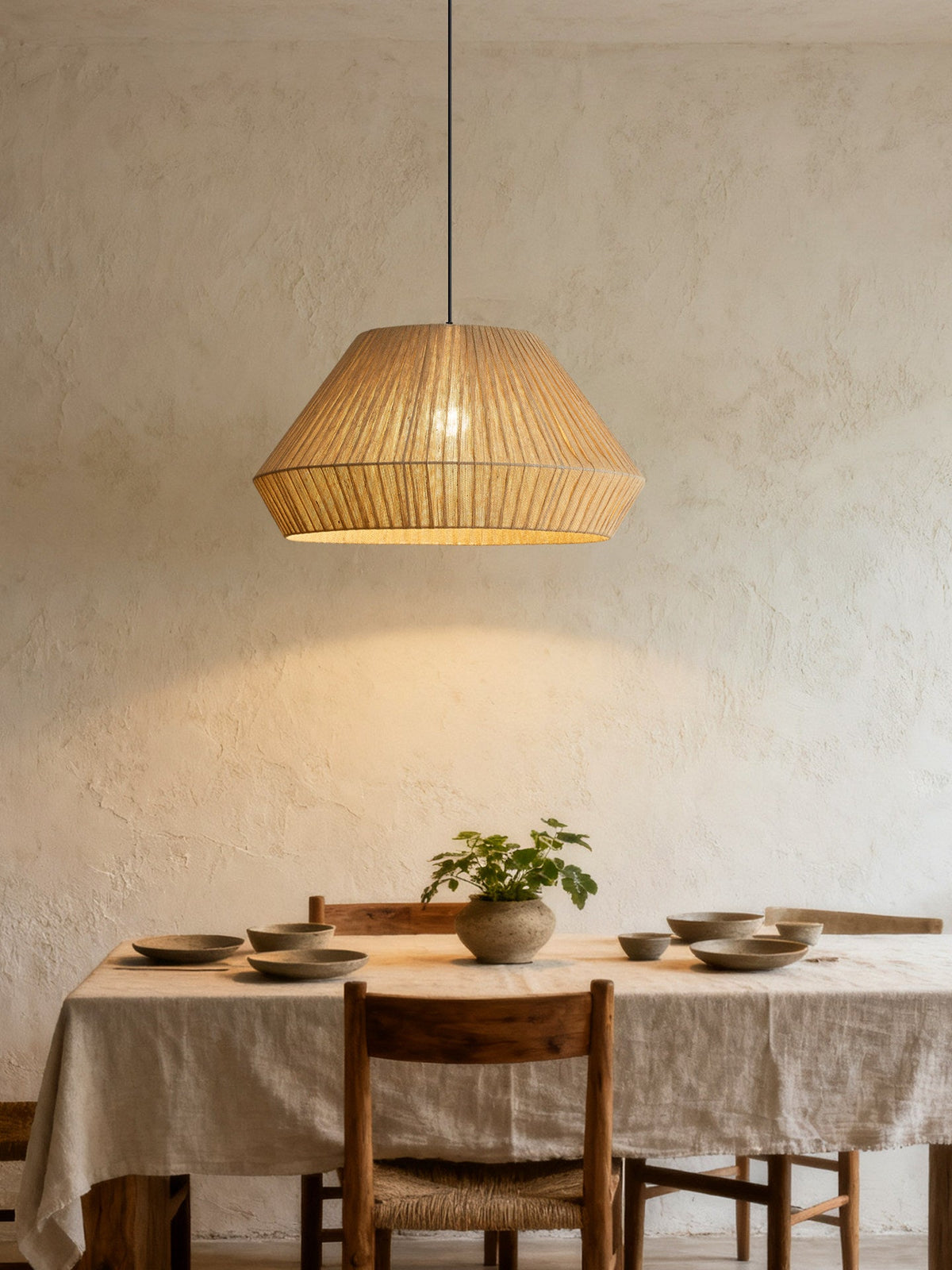 Origami Faceted Linen Pendant Lamp — product view 3