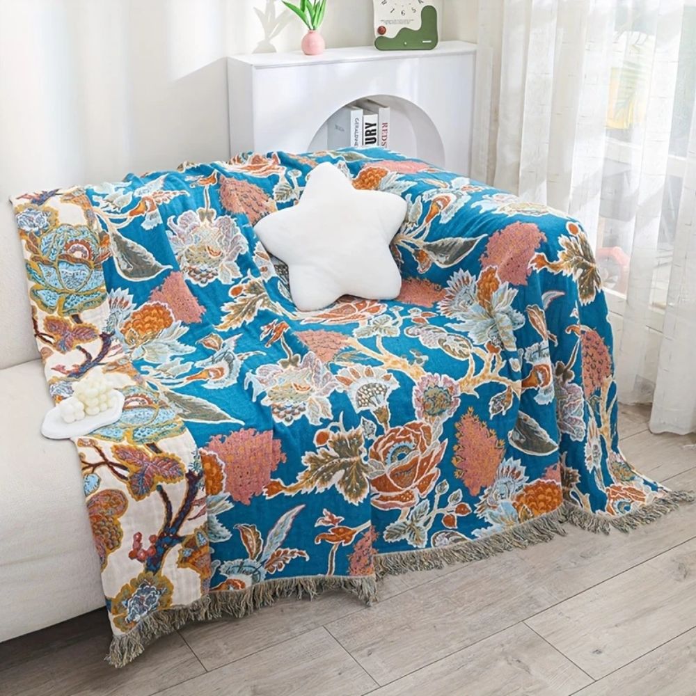 LoungeYard | Ornamental Garden Cotton Blanket — product view 2