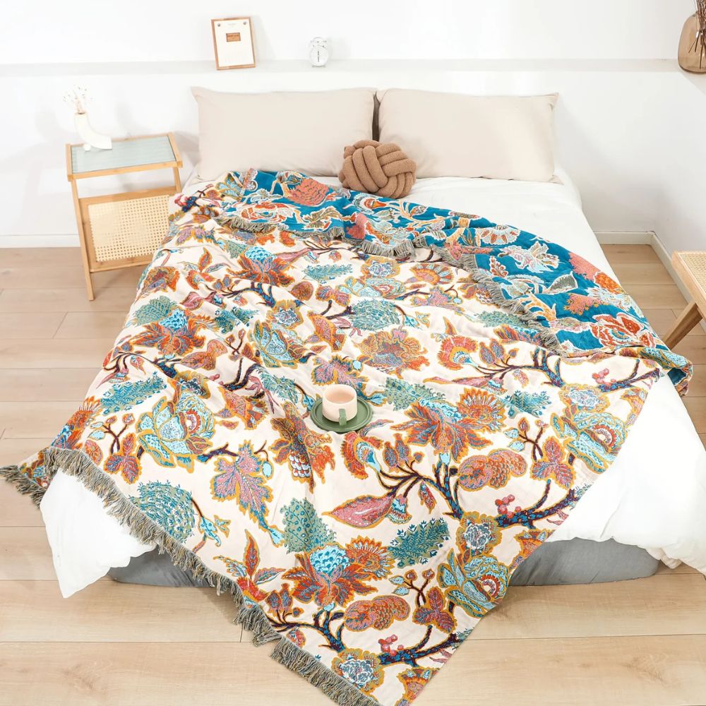 LoungeYard | Ornamental Garden Cotton Blanket — product view 3