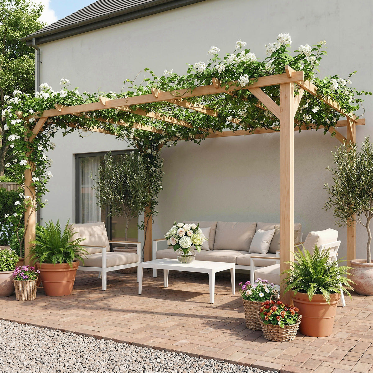 PerArbor 4 x 3 m Wooden Pergola Kit, Garden Pergola Gazebo Grape Trellis with Triangle Supports — product view 4
