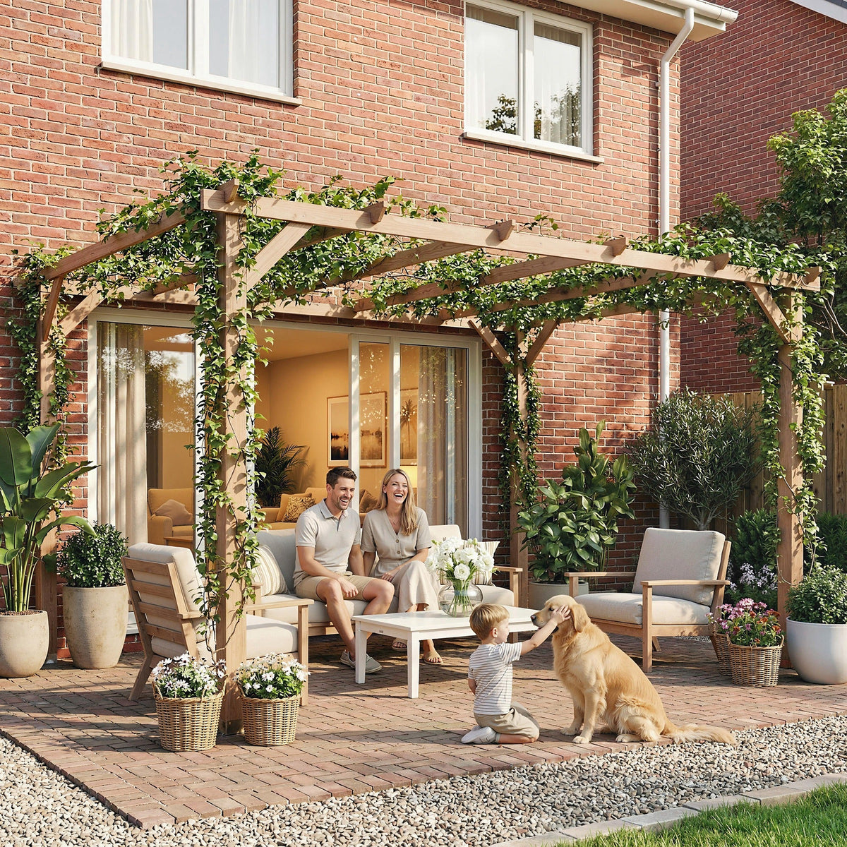 PerArbor 4 x 3 m Wooden Pergola Kit, Garden Pergola Gazebo Grape Trellis with Triangle Supports — product view 3