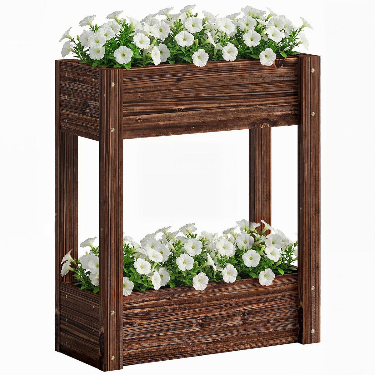 2-Tier Wooden Raised Planter with Liner, 60 x 25 x 70 cm — product view 1