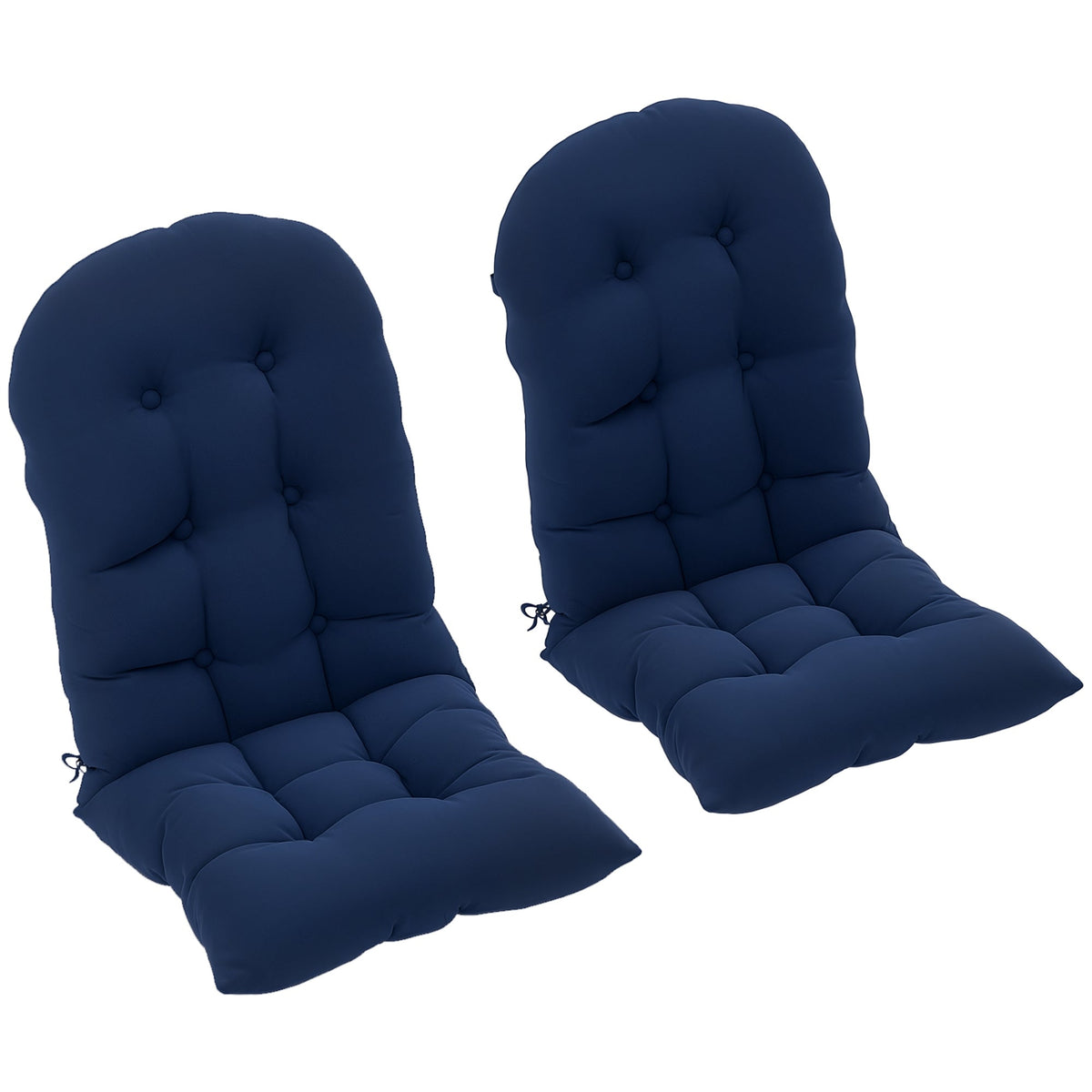Tufted High-Back Adirondack Cushions Set of 2, Navy, with Ties & Non-Slip — product view 1