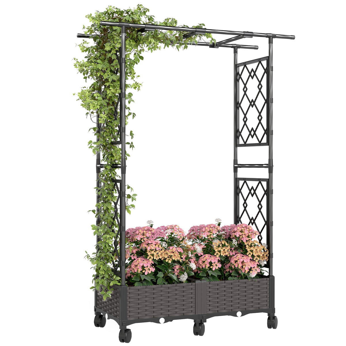 Raised Garden Bed with Arch Trellis, Wheels and Self-Watering Design — product view 1