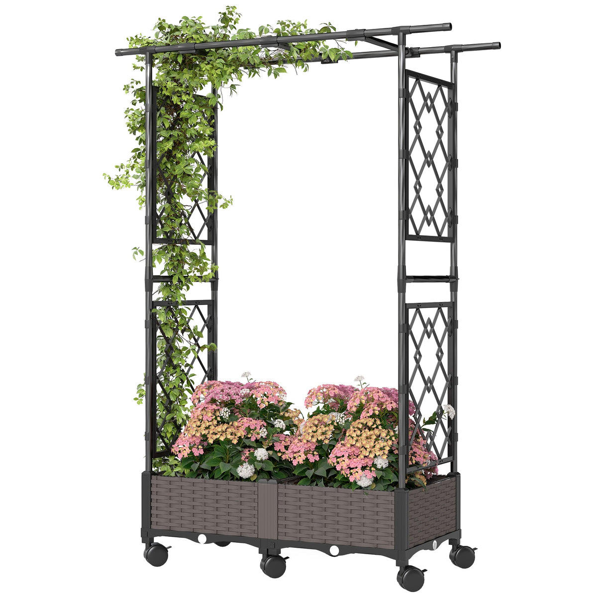 Raised Garden Bed with Arch Trellis, Wheels and Self-Watering Design — product view 2