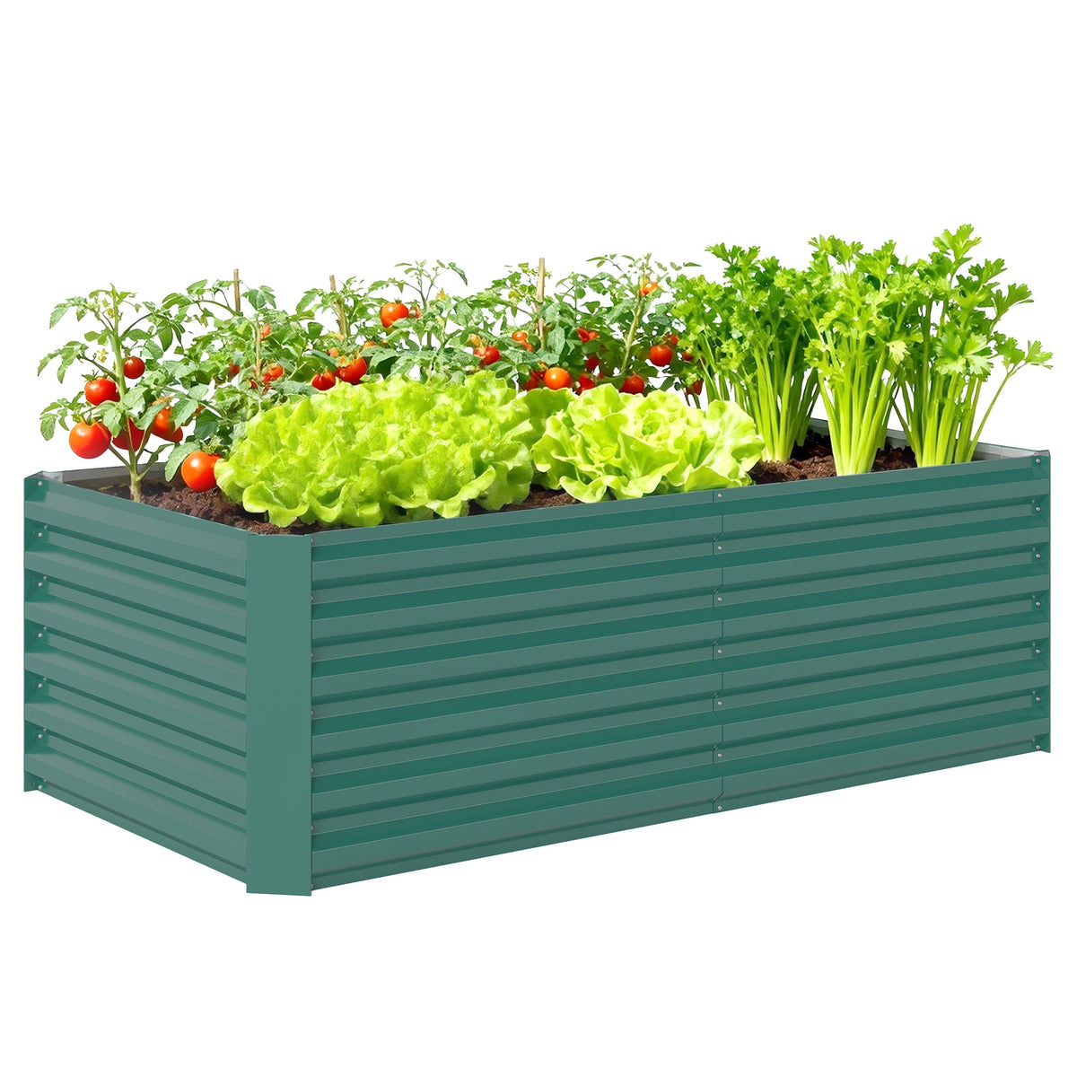 6' x 3' x 2' Galvanized Raised Garden Bed for Vegetables, Dark Green — product view 1