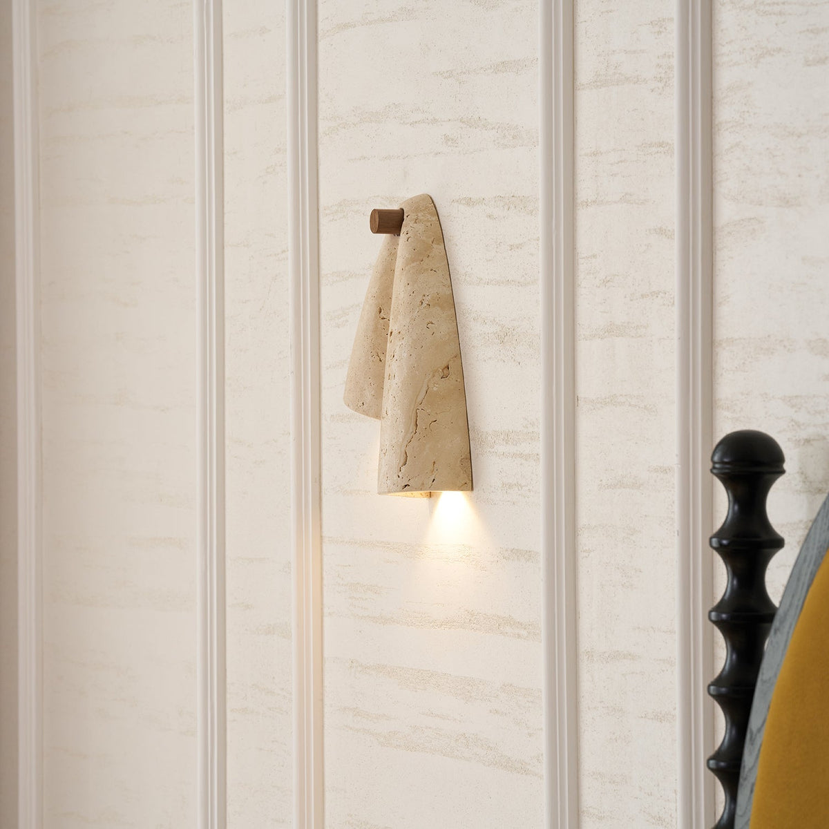 Pearlmont Travertine Wall Lamp Natural Stone LED Warm Light Bedroom Living Room — 4 Plug Options — product view 2