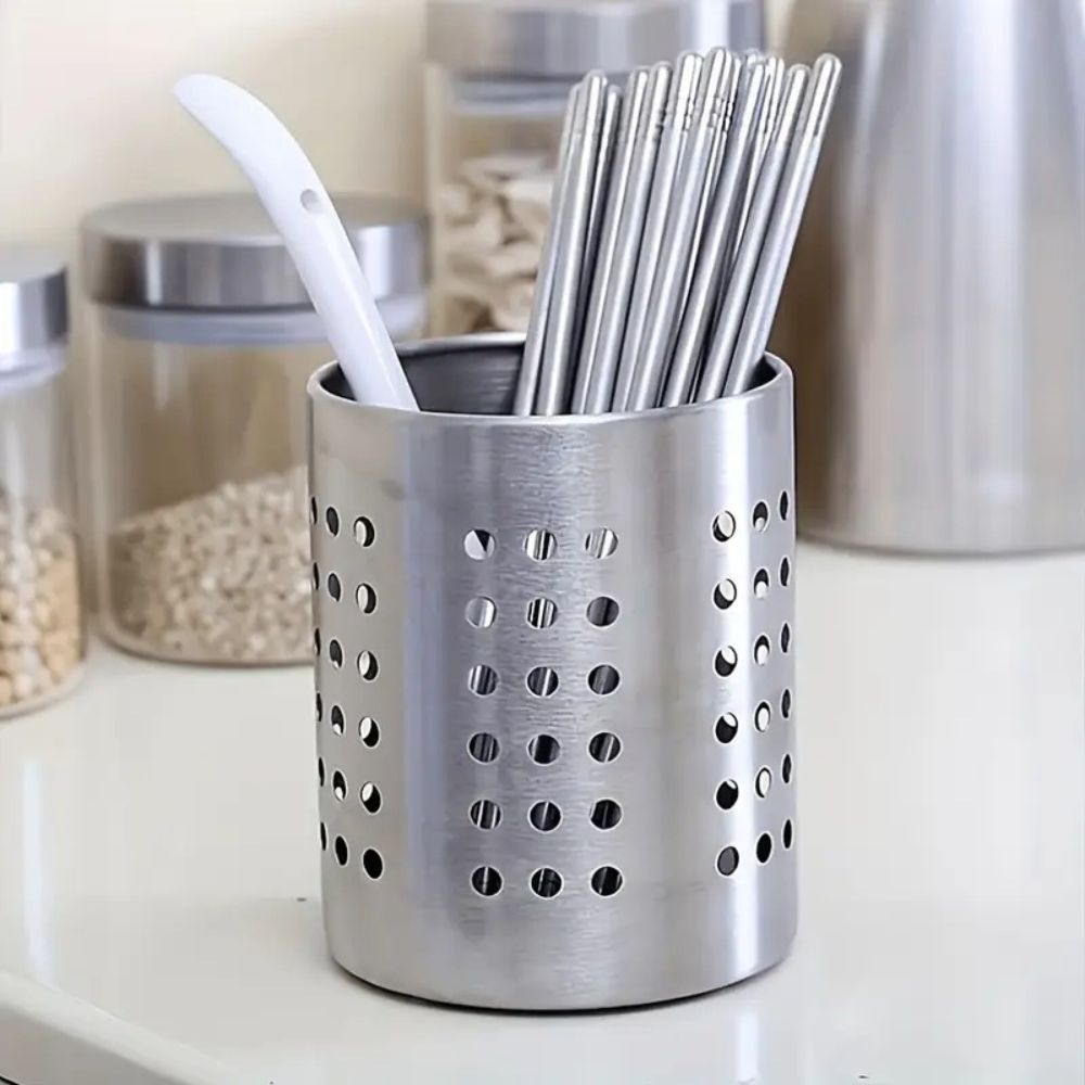 LoungeYard | Stainless Steel Utensil Holder with Hole — product view 2