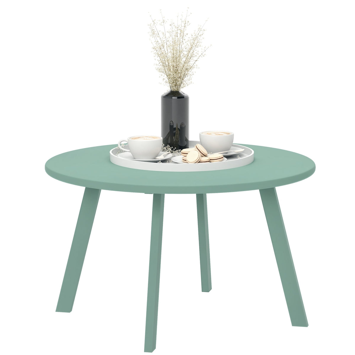 36" Round Patio Coffee Table with Metal Frame, Green — product view 1