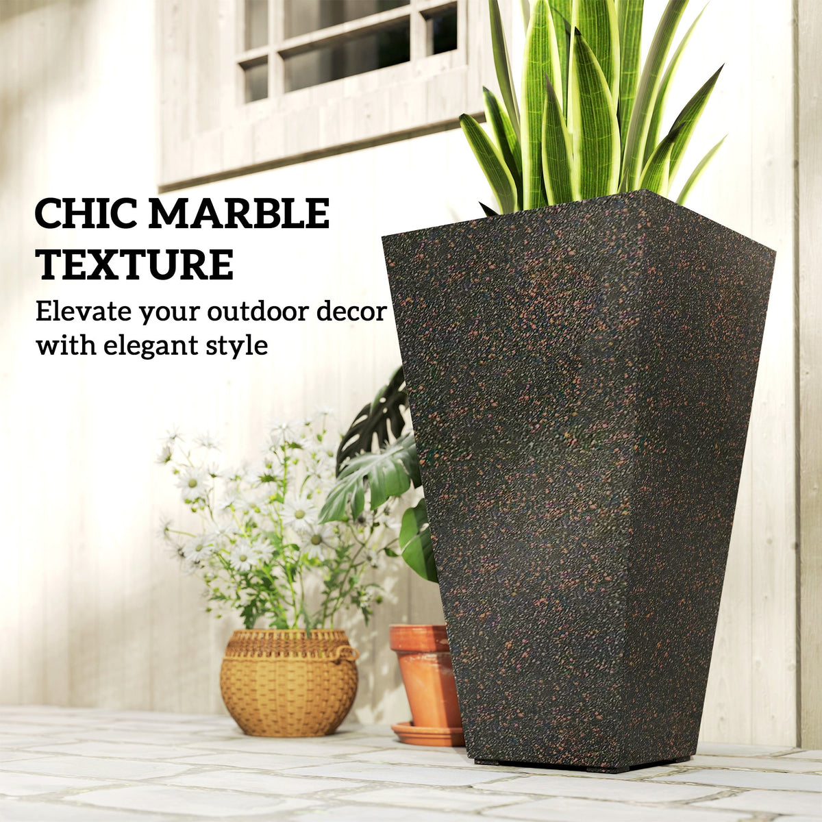 3-Piece 28" Tall Planters with Drainage Holes, Brown — product view 7