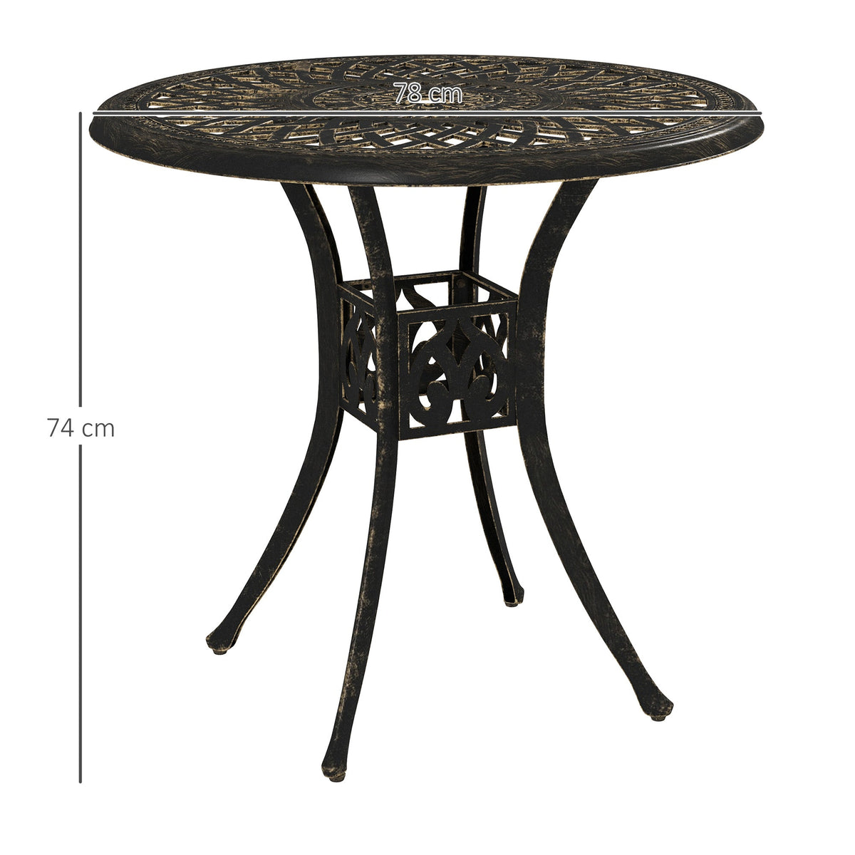 78 cm Round Cast Aluminium Garden Table with Parasol Hole, Bronze Tone — product view 5